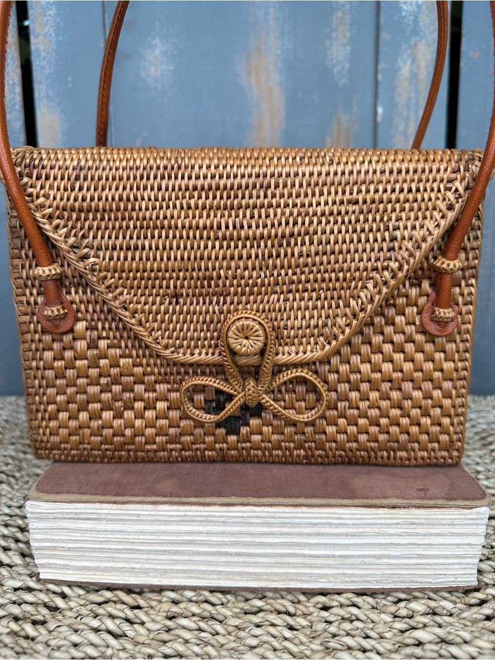 Woven Rattan Ata Grass Woven Flap Top Handle Bag - Picture 2 of 11